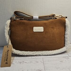 BearPaw Top Zip Shoulder Crossbody Bag Purse Hickory Brown NWT